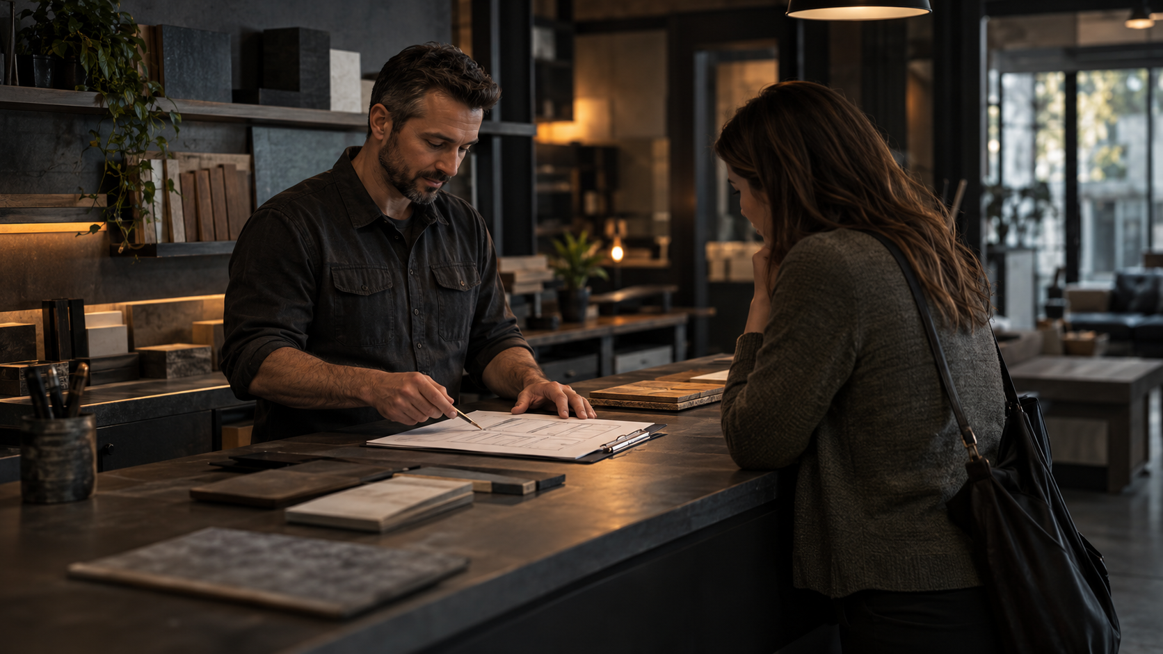 Business owner explaining a revised estimate clearly to a customer