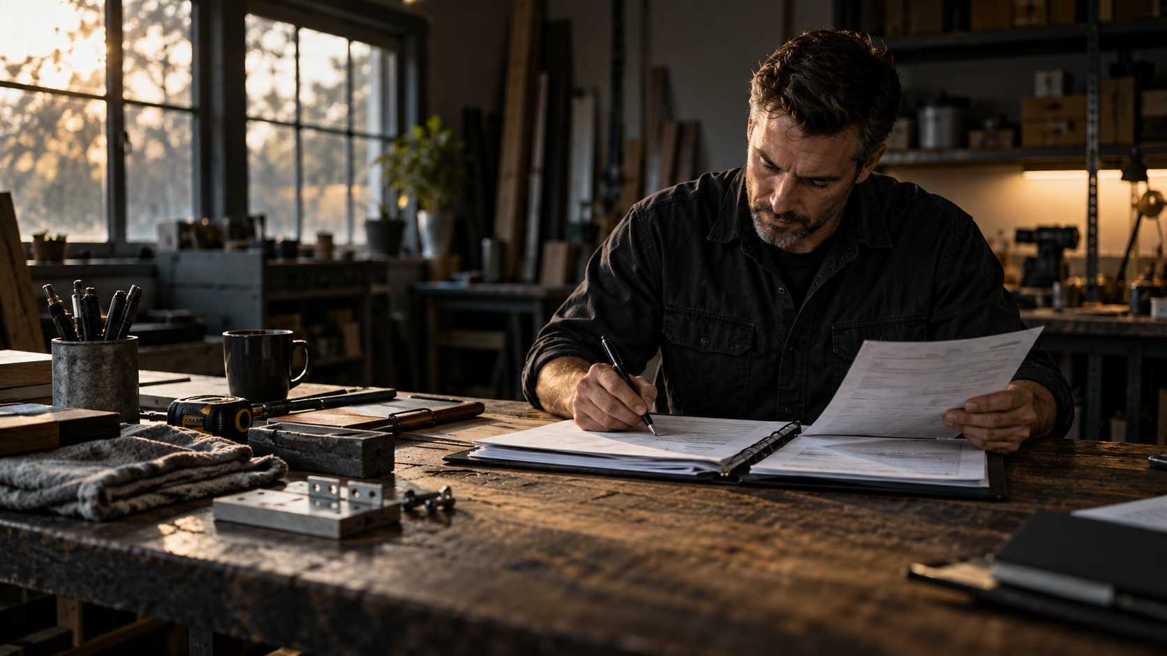 Small-business owner auditing an estimate against current delivery costs